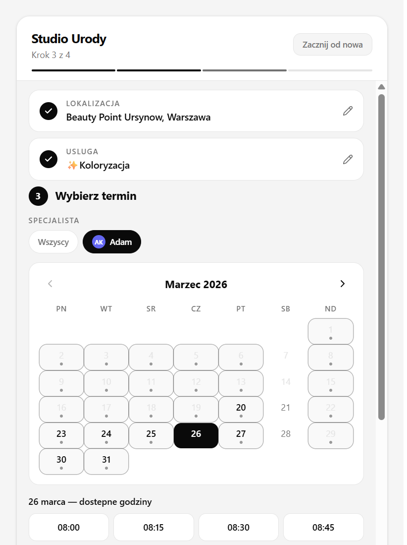 Wtyczka rezerwacji online